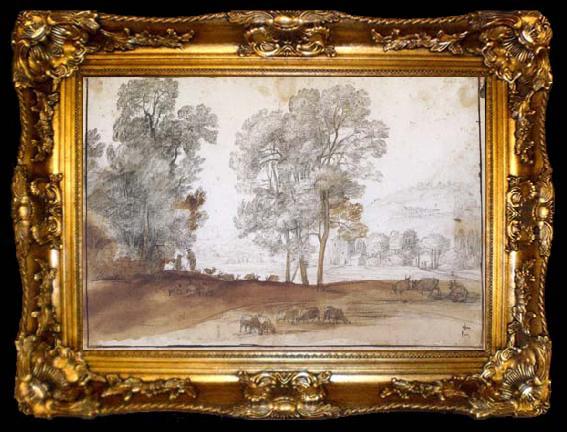 framed  Claude Lorrain Pastoral Landscape (mk17), ta009-2